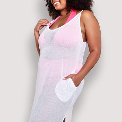 Mesh Lounge Dress - White