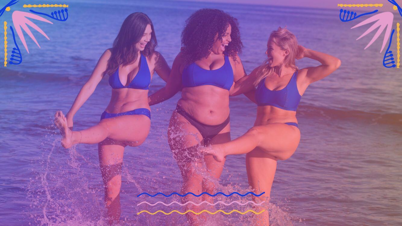 Pink Catalina Bikini Bottom - Big Bust Triangle - Sunset Vibes Swimwear